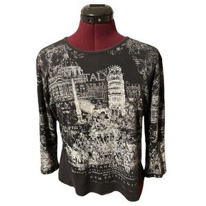 Italy sequined black & white graphic tee
